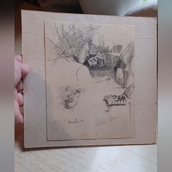 Signed Pencil Drawing Titled, "Hands". - Picture 1 of 8
